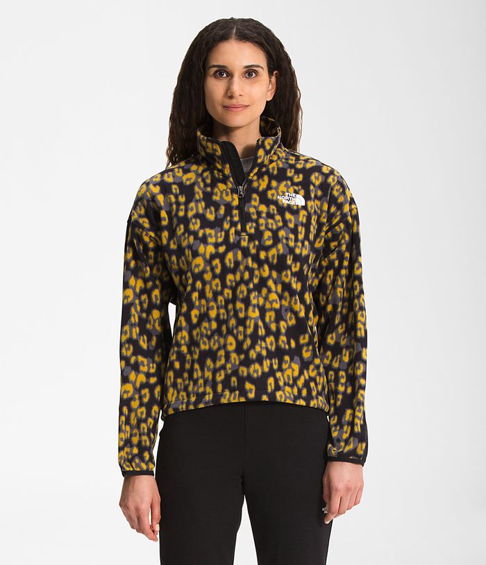 The North Face Pullover Dames Printed Tka Kataka ¼ Rits Fleece GPMH86012 - Geel/Leopard